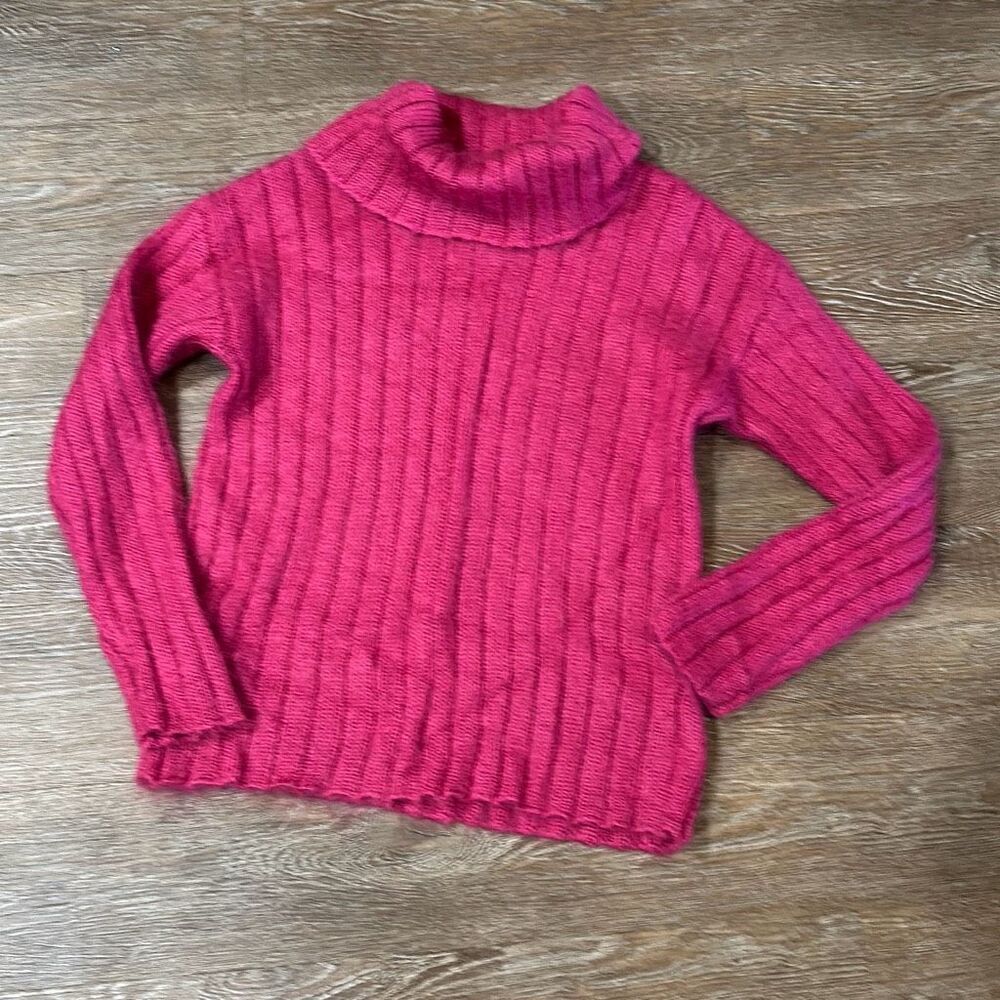 Jones New York hot pink mohair turtleneck sweater  L